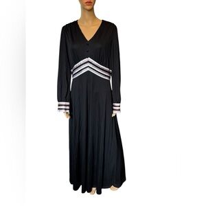 Julie Miller Vintage 70s Black Purple Witchy Goth Grunge Formal Maxi Dress